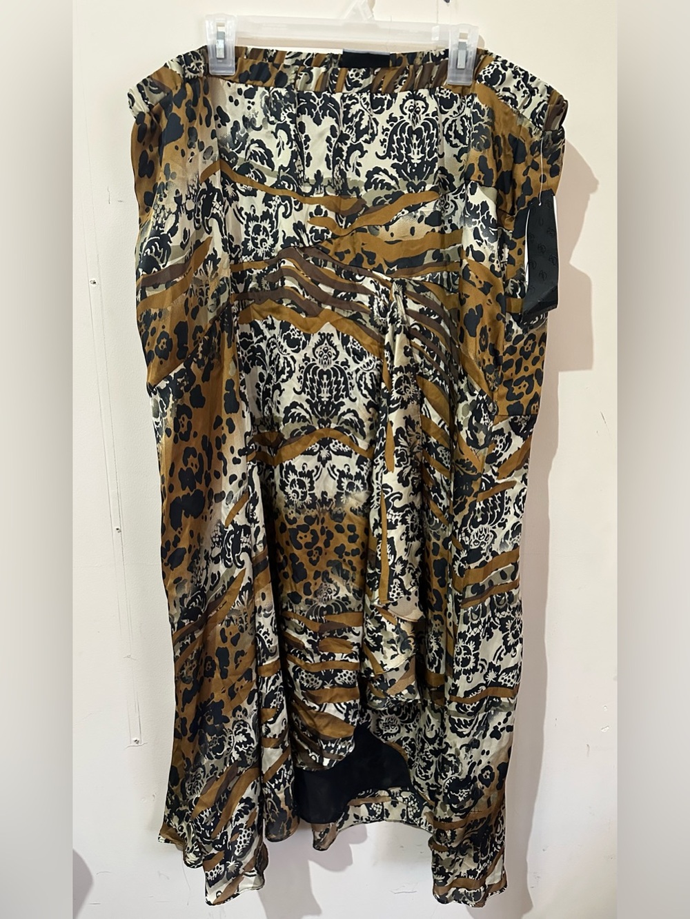 Catherines Added Dimensions 2X Animal Print Layered Ruffle Stretch Maxi Skirt